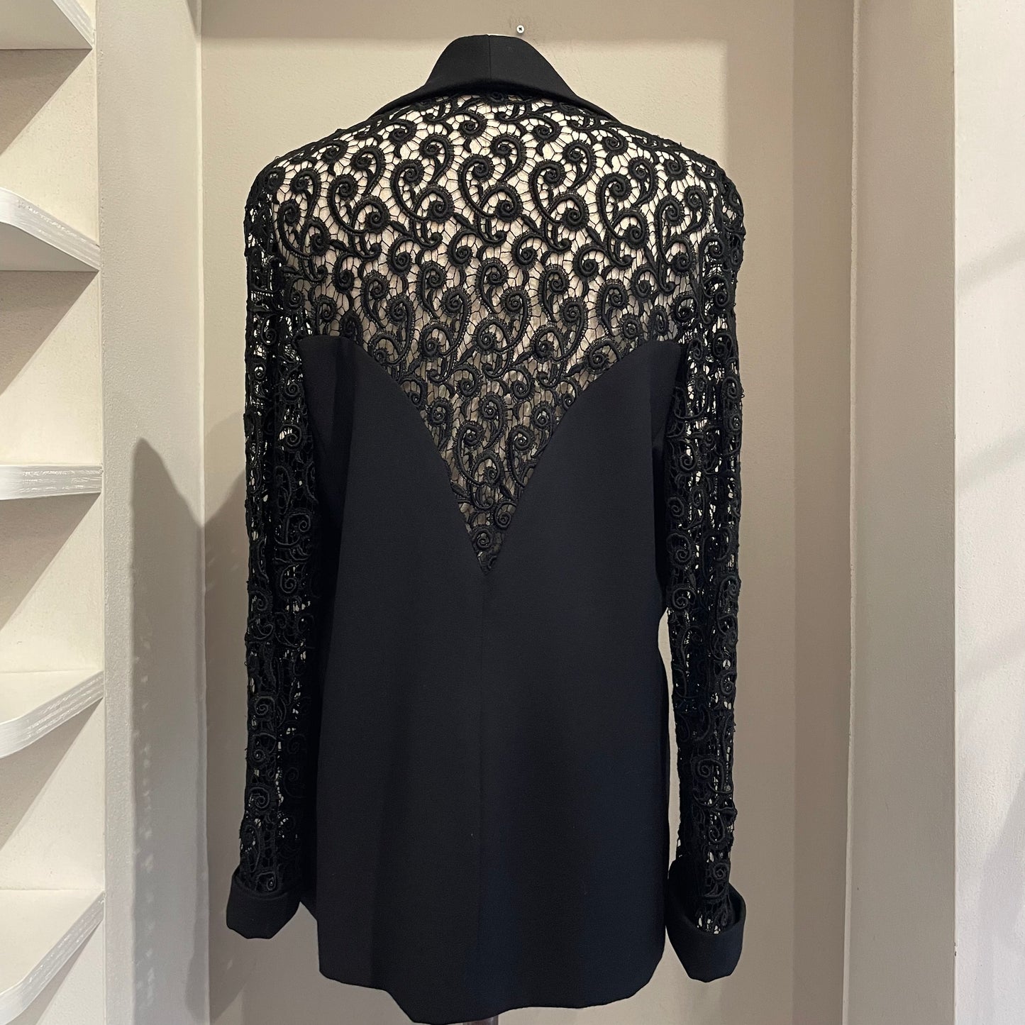 Interno Giacca Gai Mattiolo Couture vintage in crepe e pizzo colore nero