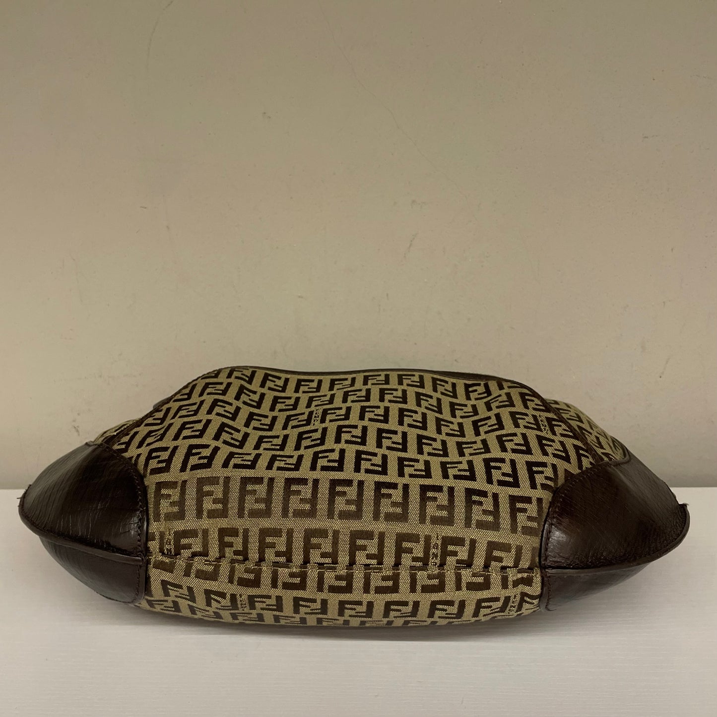 Borsa a spalla Fendi vintage zucchino marrone e beige