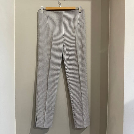 Pantaloni Prada in misto cotone a righe grigio bianco